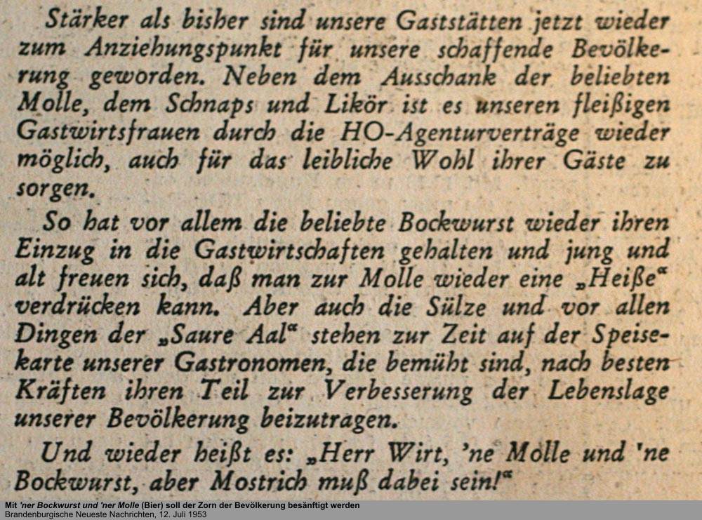 Reklame Molle und BoWu, Quelle: Brandenburgische Neueste Nachrichten, 12. Juli 1953