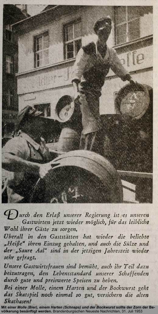 Private GS (Bild Fässer Adler), Quelle: Brandenburgische Neueste Nachrichten, 31. Juli 1953
